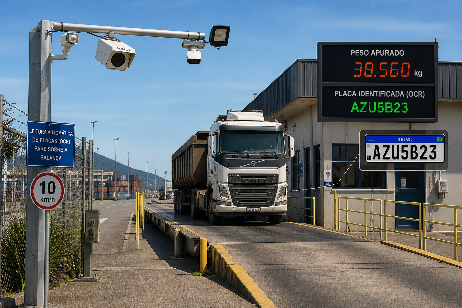 OCR de placas em balança rodoviária portuária